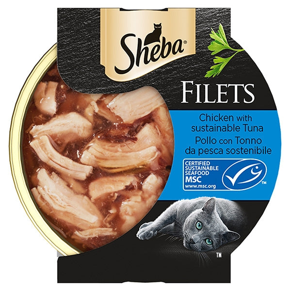 Sheba Filets Pollo con Tonno da Pesca Sostenibile 60g Sheba Filets Pollo con Tonno da Pesca Sostenibile 60g